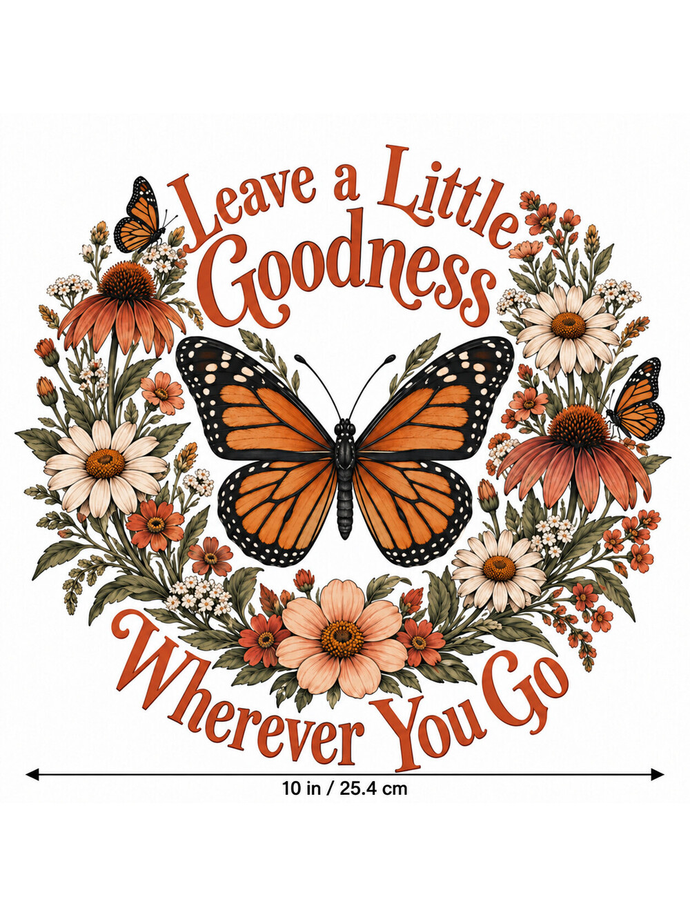 4 PCS DTF Transfer Leave a Little Goodness Monarch Butterfly 10in Iron On